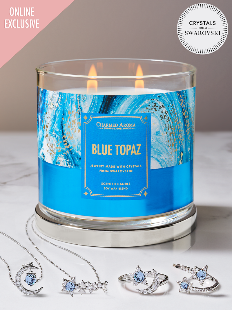Blue Topaz Candle - Blue Topaz Jewelry Collection Made With Crystals From Swarovski®