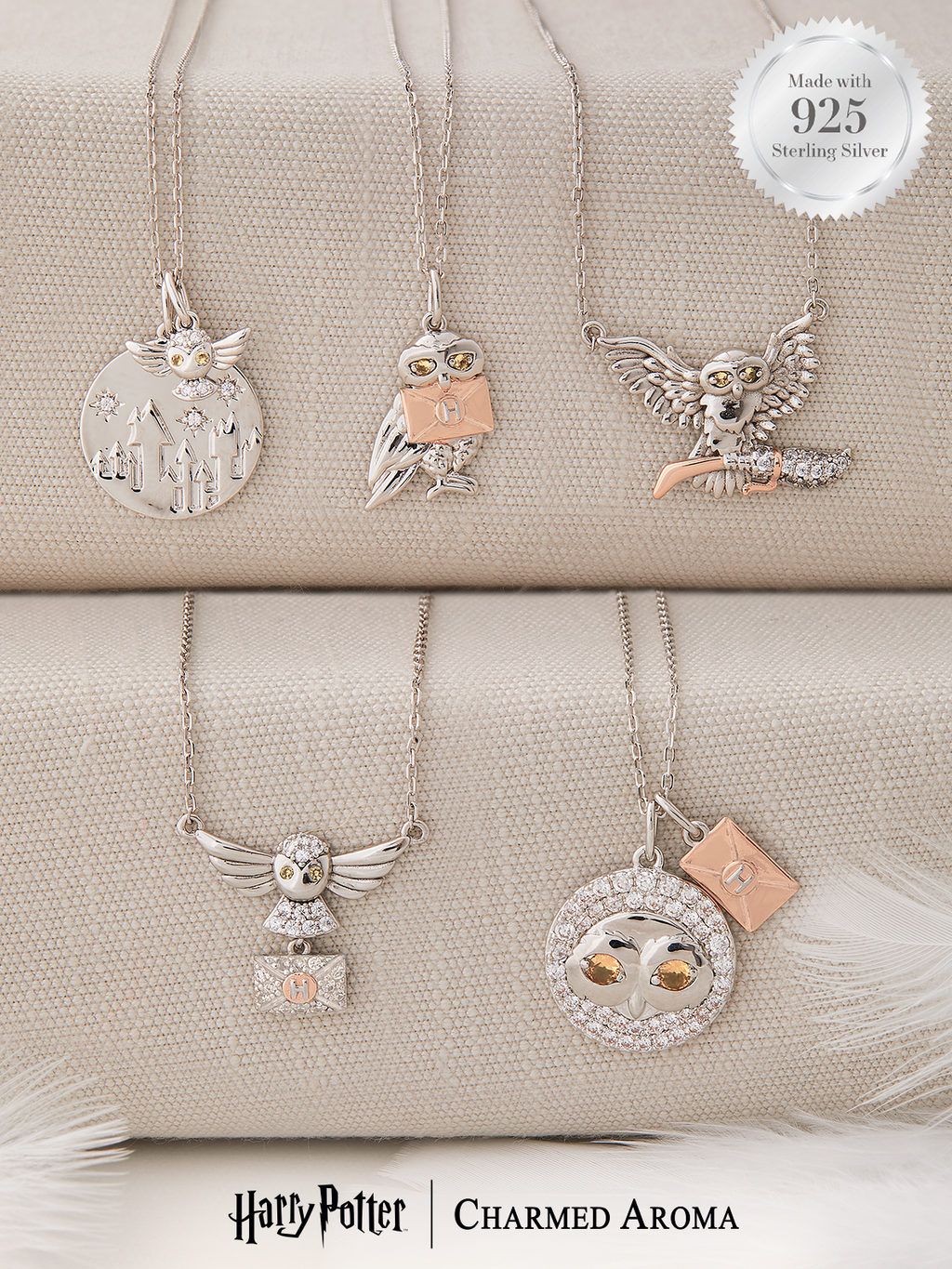 Harry Potter Hedwig Owl Candle - 925 Sterling Silver Hedwig Owl Necklace Collection