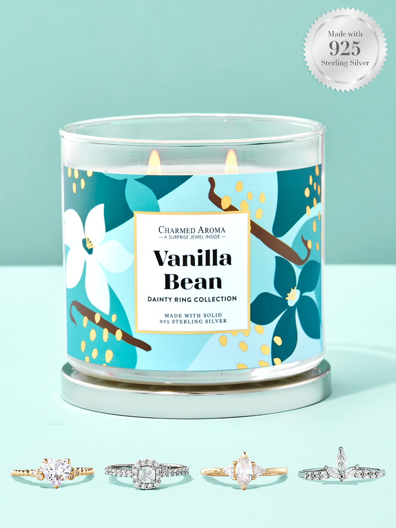 Fresh Vanilla Bean Candle - 925 Sterling Silver Dainty Ring Collection